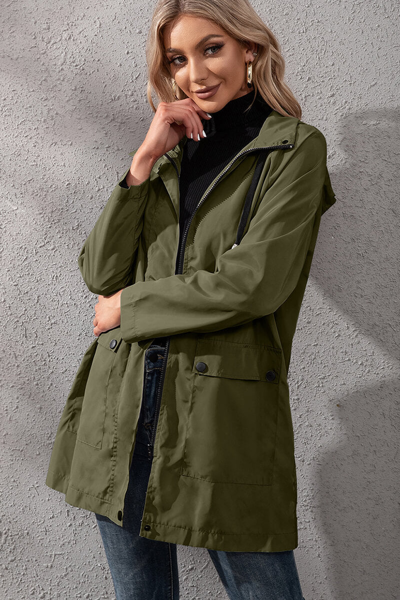 Levoire | Veste Coupe-Vent Urbaine Imperméable Avec Capuche Verdemilitar