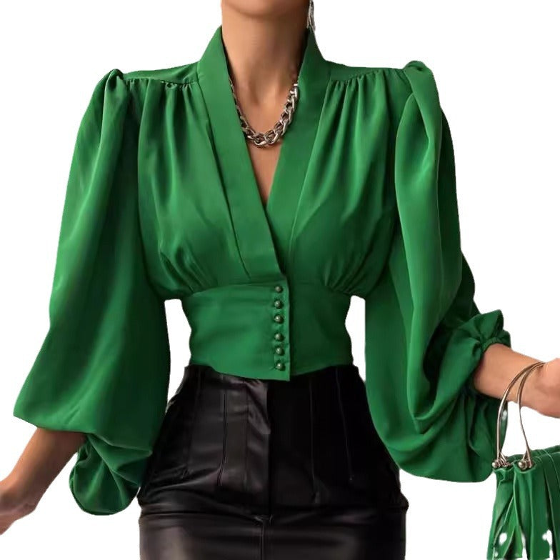 Levoire | Haut à manches bouffantes à décolletage en V romantique
