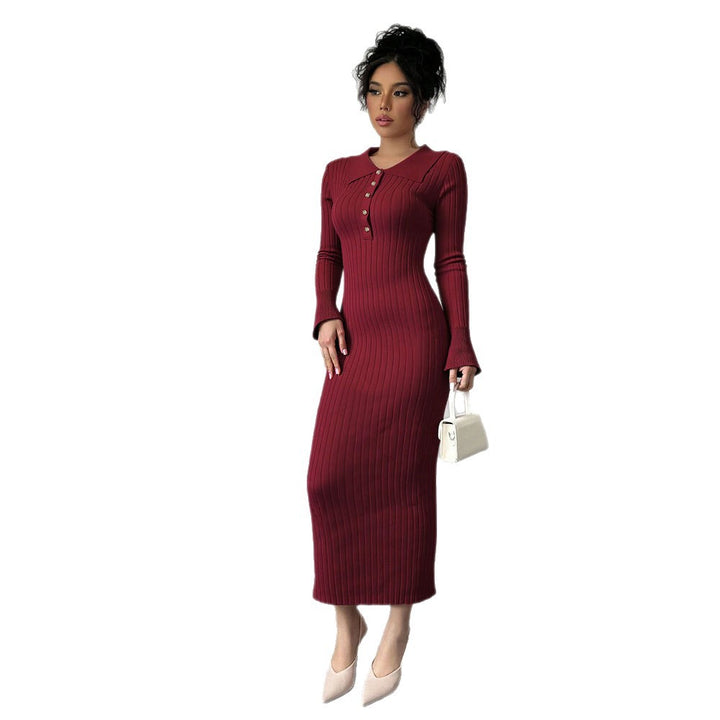 Robe maxi ajustée pour femme avec col polo et patte de boutonnage Levoire