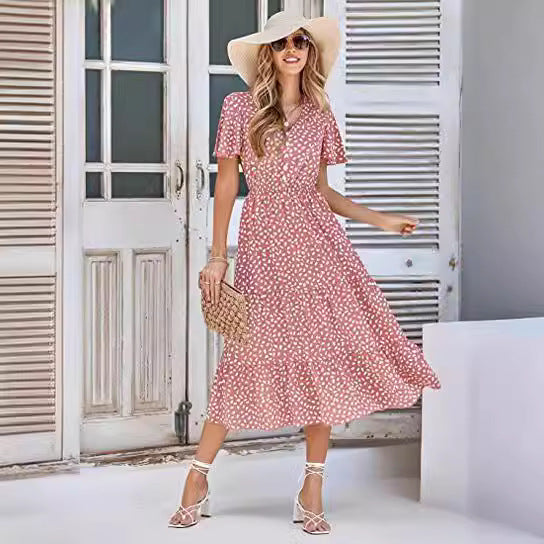 Robe maxi femme avec silhouette A-line décontractée et détails volantés Levoire