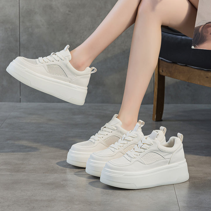 Levoire | Semelle Épaisse Chaussures À Lacets Baskets Blanches Chaussures Pour Femmes