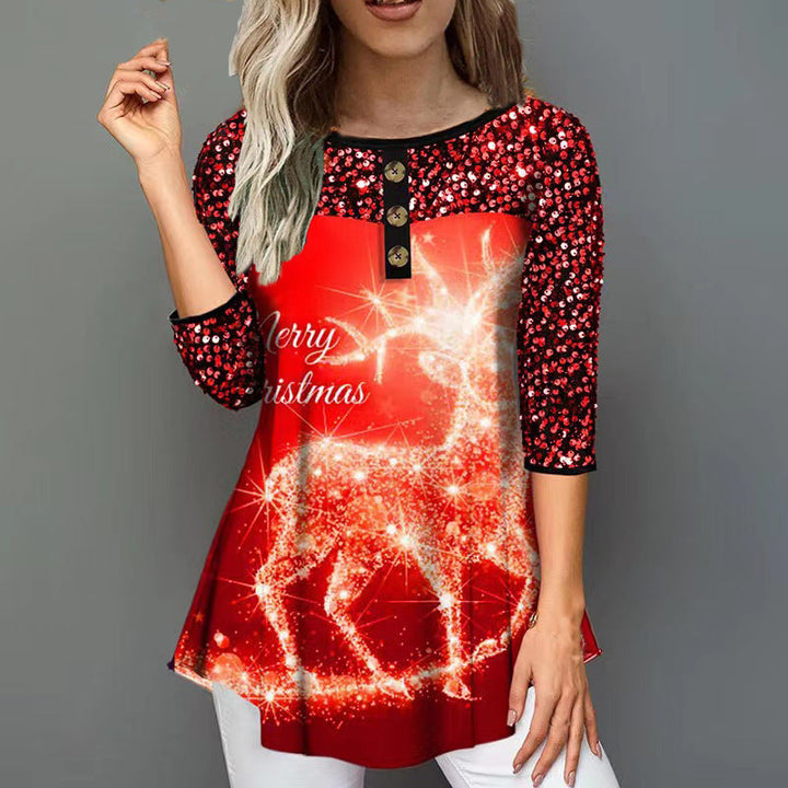 Levoire | Impression de fête T-shirt décontracté à col rond A2
