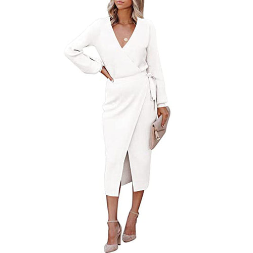 Levoire | Ylväs V-col en tricot robe longue