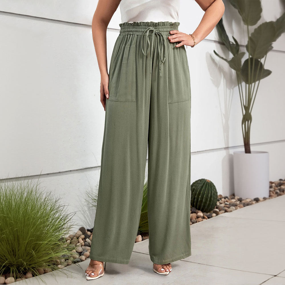Pantalon Palazzo large pour femmes avec taille élastique et poches latérales Levoire