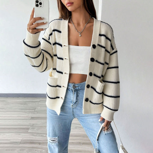 Gilet femme à manches longues avec des détails de rayures classiques Levoire