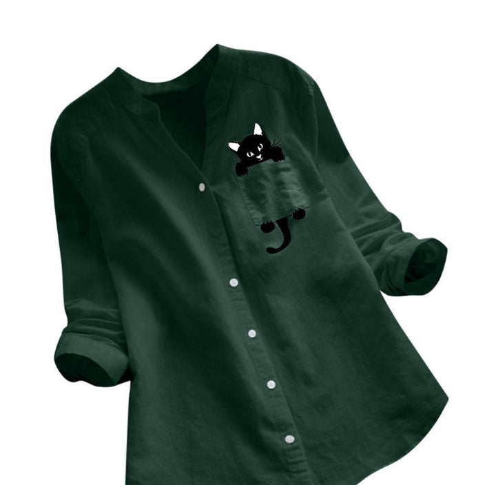 Blouse tendance pour femmes avec motif de chat amusant Levoire