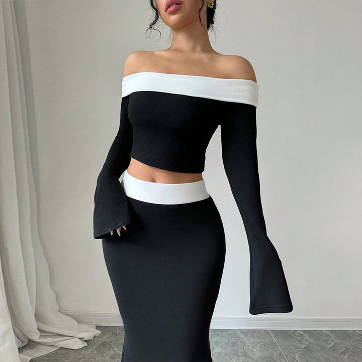 Ensemble de crop top et jupe maxi pour femmes avec design hors-épaule Levoire