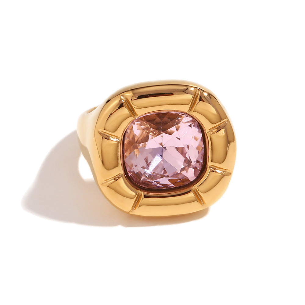 Levoire | Anneau D'Addition En Zircon Carré Kultapinchattu Rosa