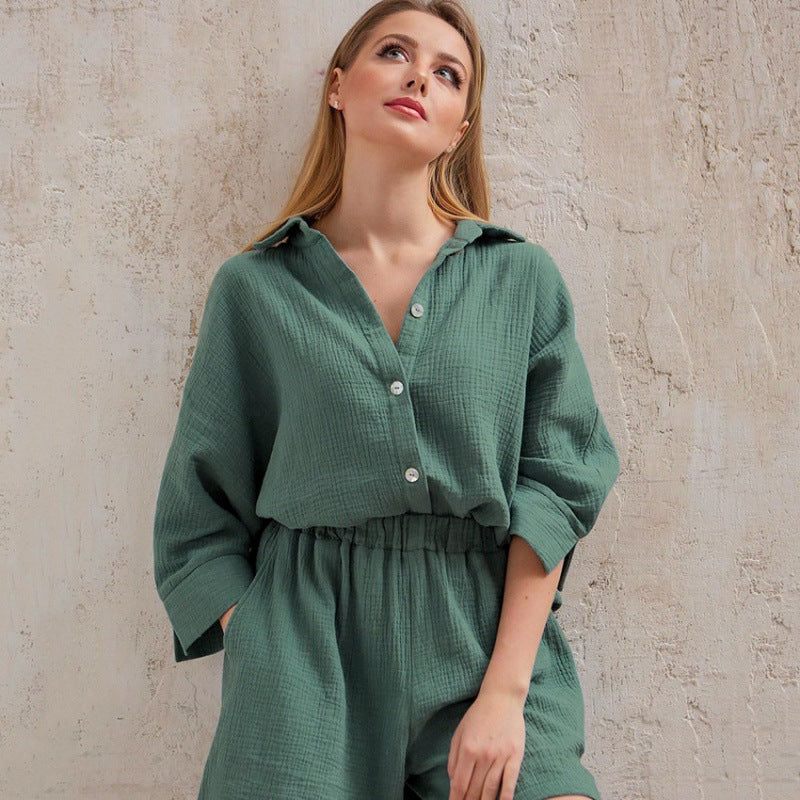 Levoire | Haut Chic Décontracté Et Ensemble Court En Deux Pièces Pour Femmes Vert clair