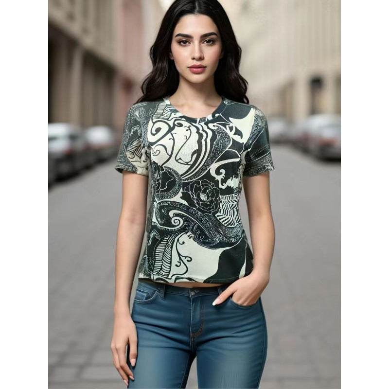 T-shirt pour femme avec design de lèvres créatif et coupe décontractée Levoire