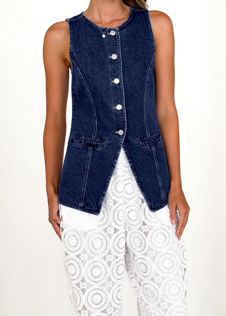 Gilet en denim pour femmes avec coupe ajustée et détails boutonnés Levoire