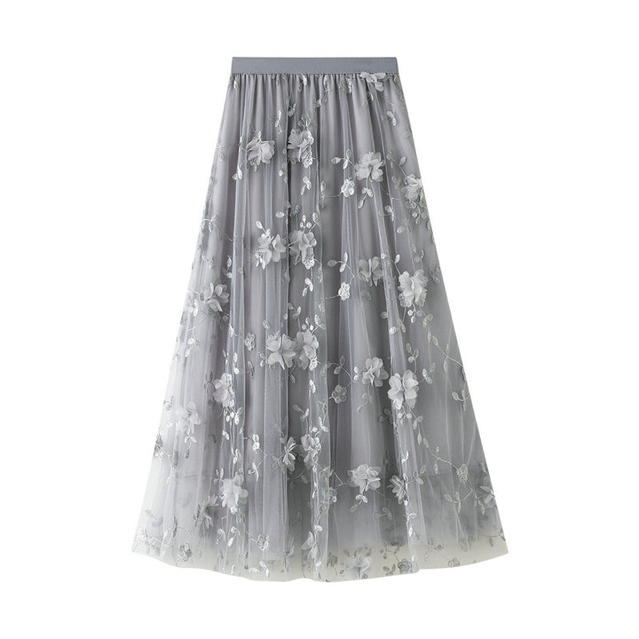 Jupon en tulle pour femmes avec des détails de broderie florale et une taille élastique Levoire