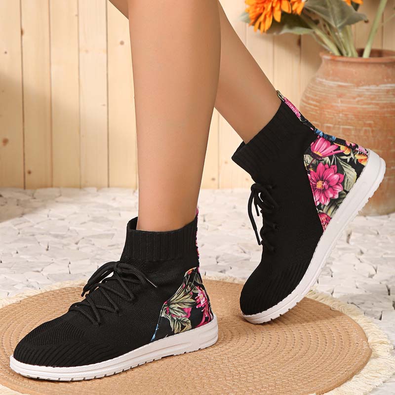 Levoire | Baskets Mixtes Confortables Mi-Longues Avec Détail En Fleurs Sur Le Talon Pour Femmes