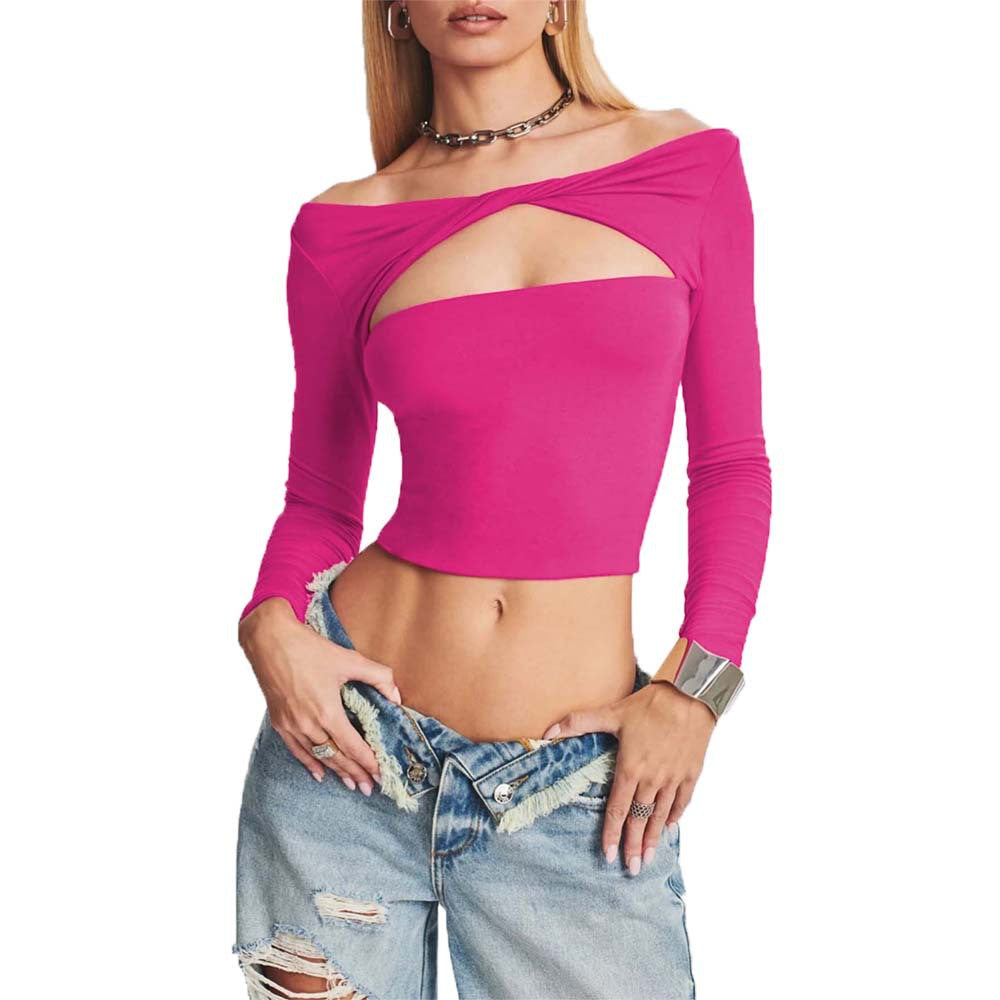 T-shirt court ajusté pour femmes avec découpe asymétrique Levoire