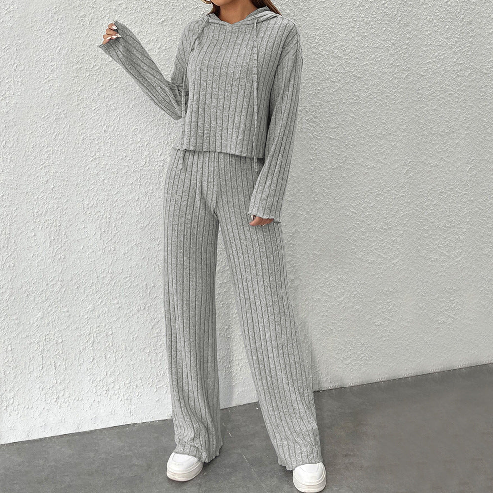 Ensemble tricot décontracté pour femmes avec hoodie casual et jambes larges Levoire