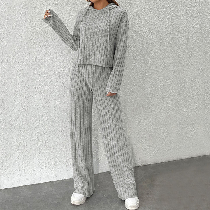 Ensemble tricot décontracté pour femmes avec hoodie casual et jambes larges Levoire