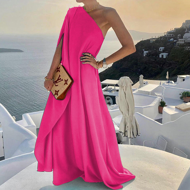 Levoire | Robe à une épaule Temperamentti Été Robe unie