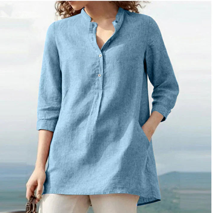 Levoire | Blouse En Lin Avec Décolleté En V Bleu clair
