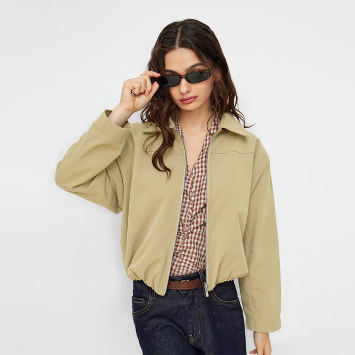 Veste courte décontractée pour femmes avec des poignets élastiques et une fermeture éclair tendance Levoire