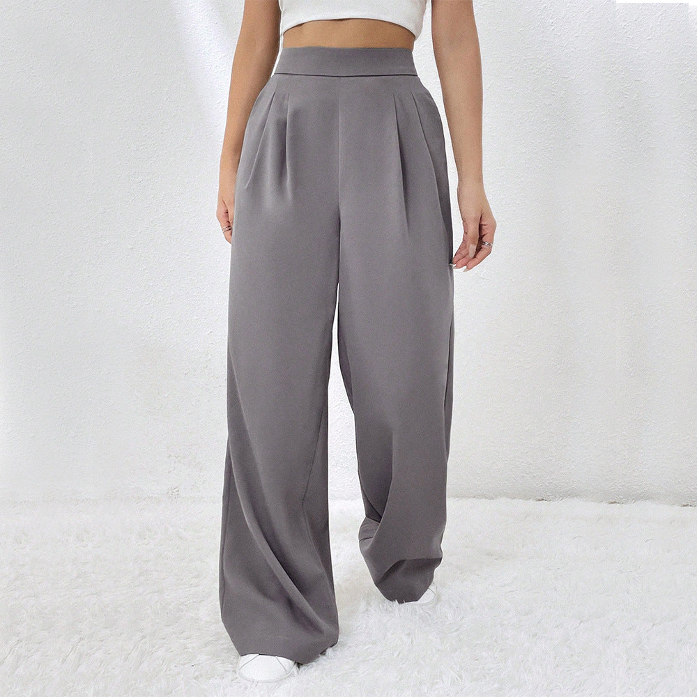 Pantalons larges élégants pour femmes avec taille haute et plis Levoire