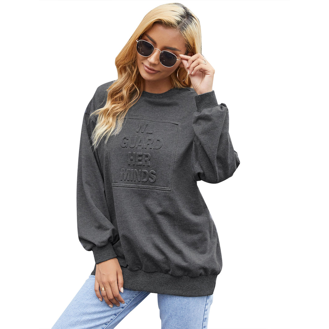Sweatshirt décontracté pour femmes avec un élégant col rond et une écriture décorative Levoire