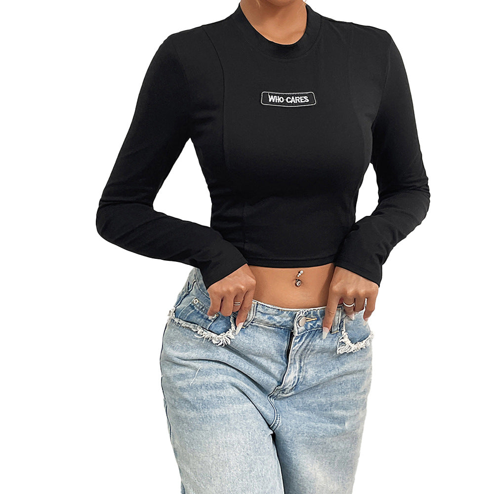 Chemise pour femme raccourcie à manches longues avec patch revendicatif Levoire