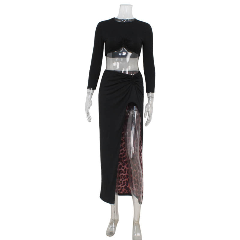 Levoire | Robe longue à motif léopard Noir
