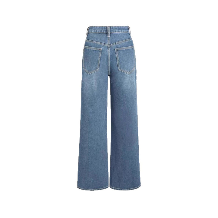 Pantalons en denim coupe large pour femmes avec taille haute et poches classiques Levoire