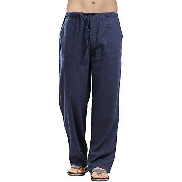 Levoire | Pantalon En Lin Avec Cordon De Serrage Marine bleu