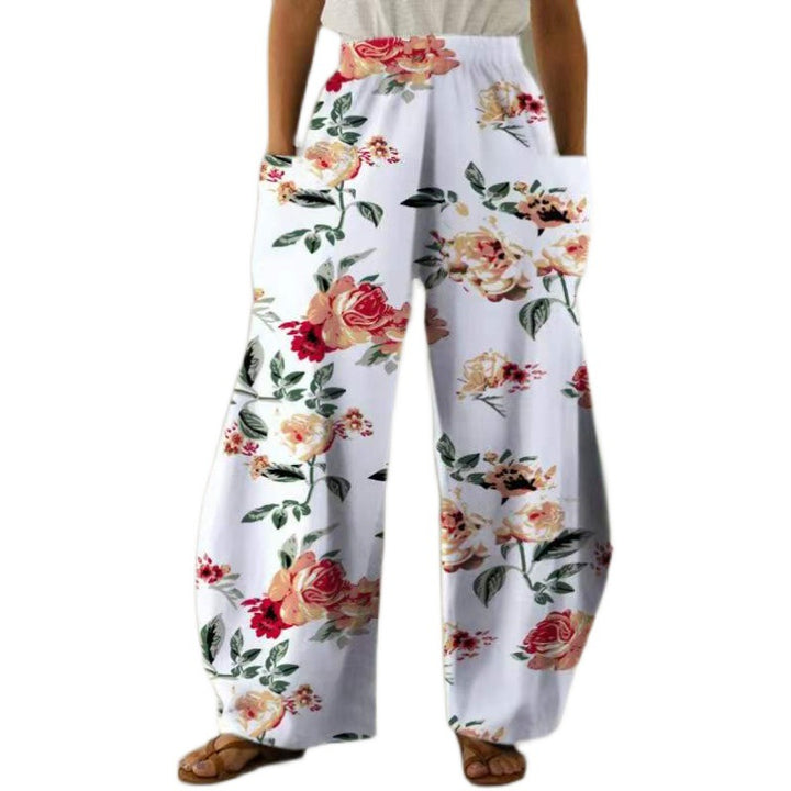 Pantalons fleuris amples pour femmes avec poches et taille élastique Levoire