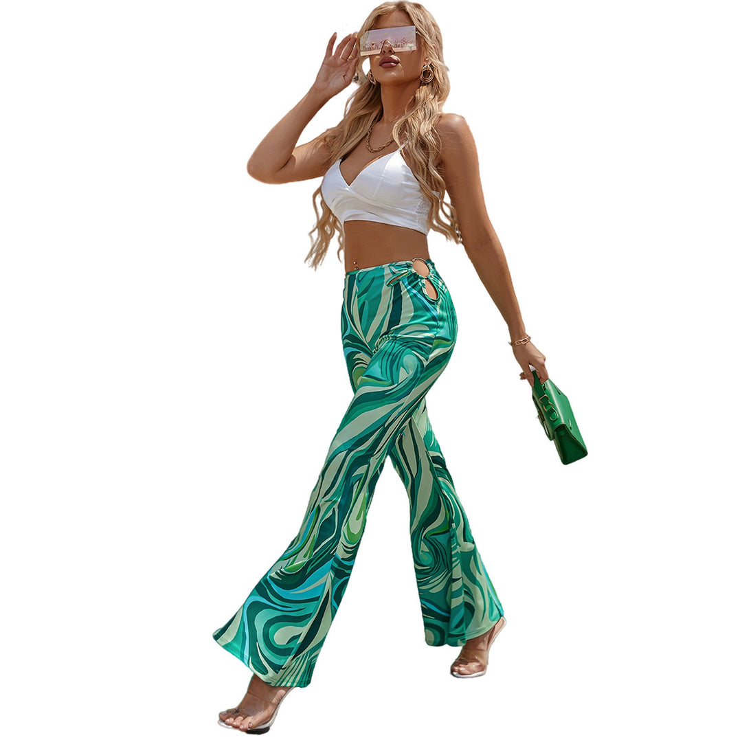 Pantalons palazzo larges pour femmes avec motif vague tendance Levoire