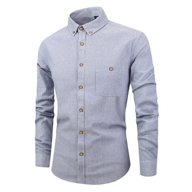 Levoire | Chemise à rayures slim-fit à manches longues Bleu ciel