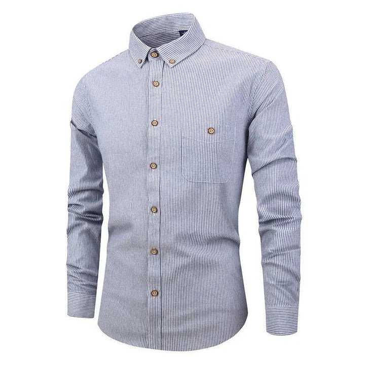 Levoire | Chemise à rayures slim-fit à manches longues Bleu ciel