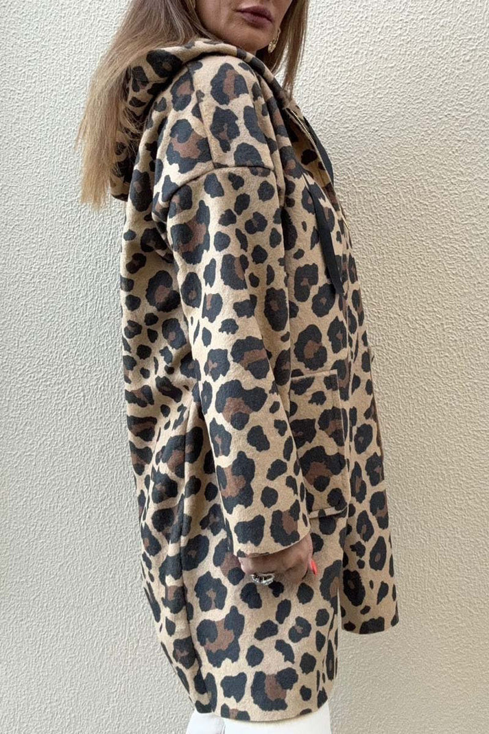 Sweat à capuche pour femmes avec un motif léopard à la mode et des poches pratiques Levoire