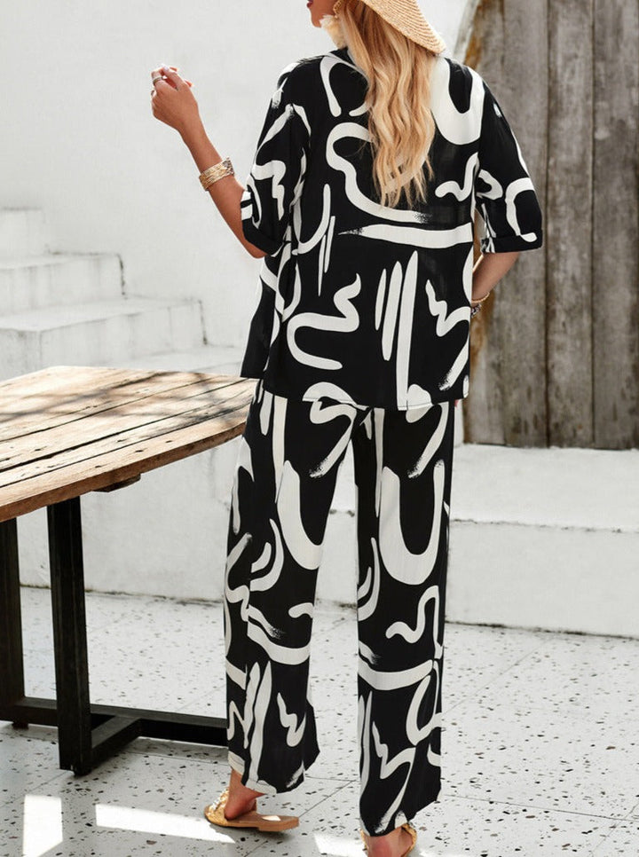 Levoire | Ensemble Deux Pièces Avec Chemise Imprimée Et Pantalon