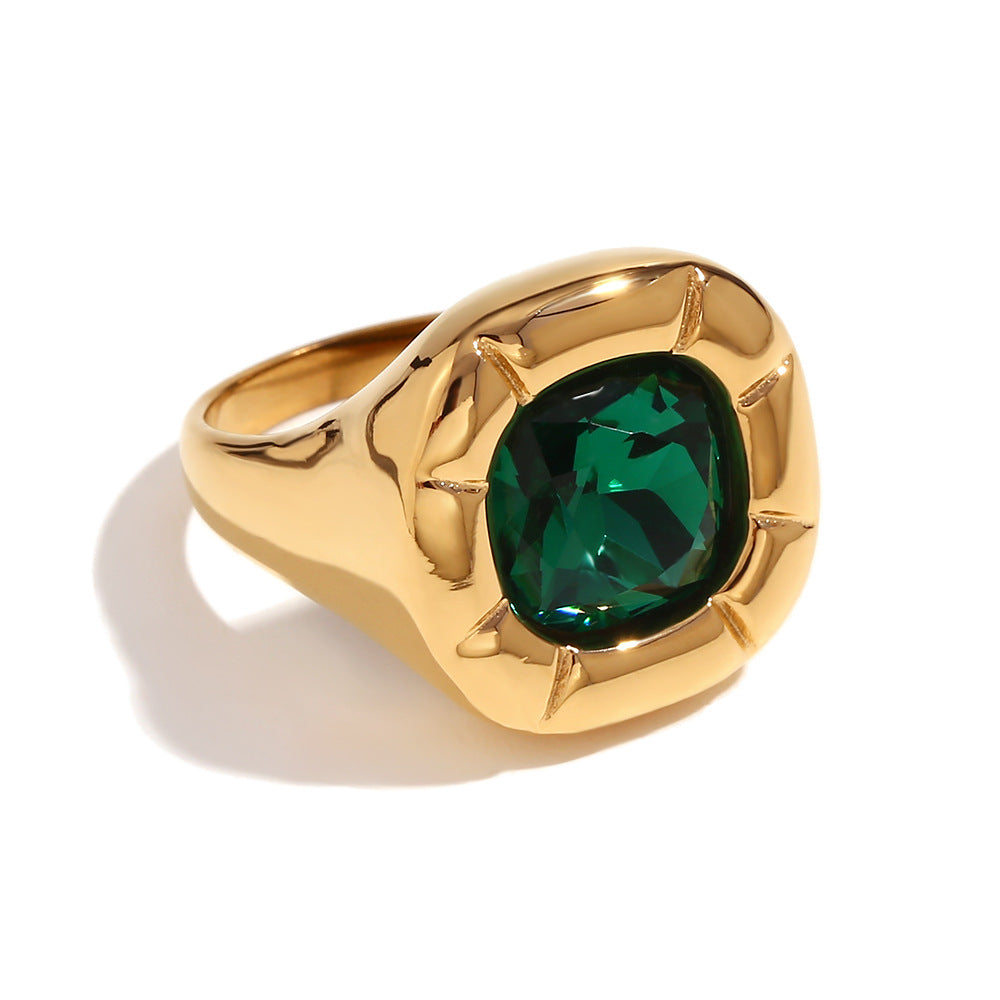 Levoire | Anneau D'Addition En Zircon Carré Kultapinchattu Vert