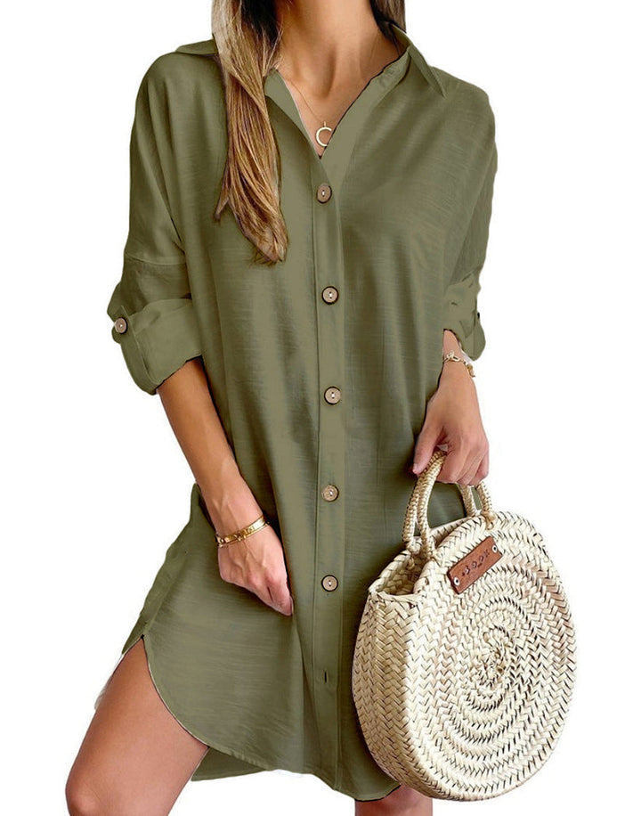 Levoire | Chemise Robe À Col Olive vert (Presque épuisé)