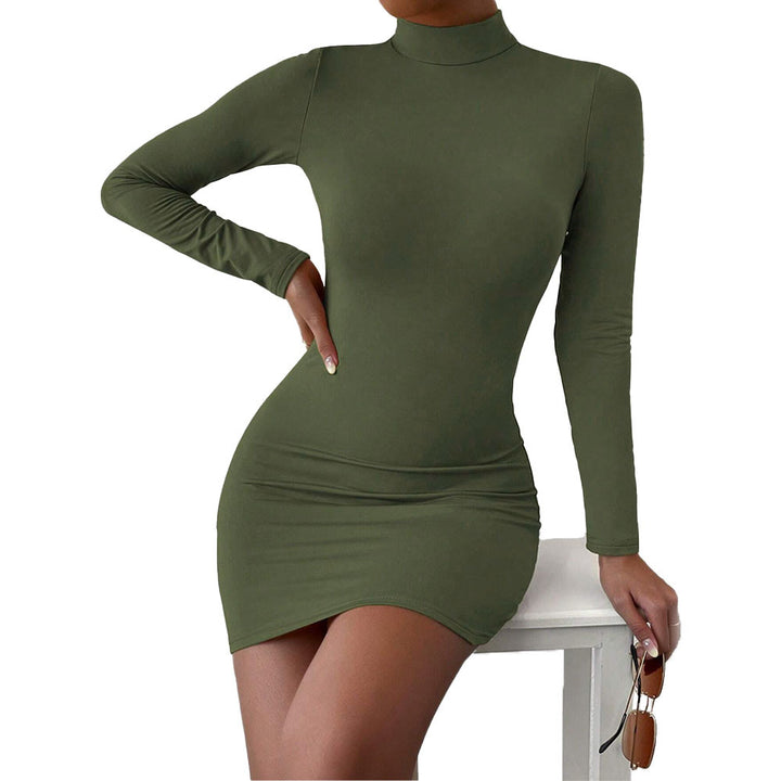 Robe mini près du corps pour femmes avec col haut et manches longues Levoire