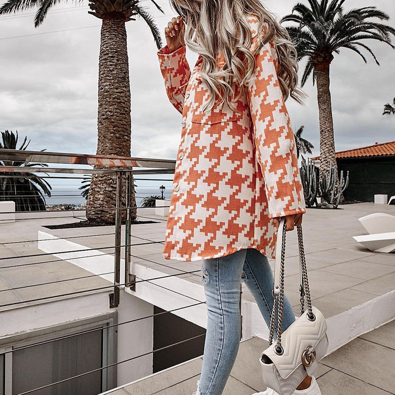 Veste oversize pour femmes dans un motif pied de poule moderne avec poches pratiques Levoire