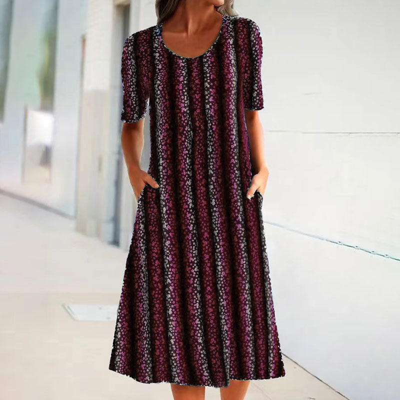 Levoire | Rennon leopard rayé pusero col rond à manches courtes robe