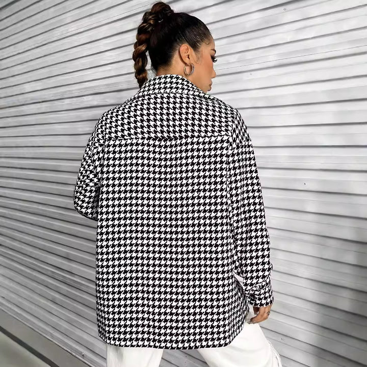 Blouse oversize pour femmes en motif pied de poule avec patch Levoire