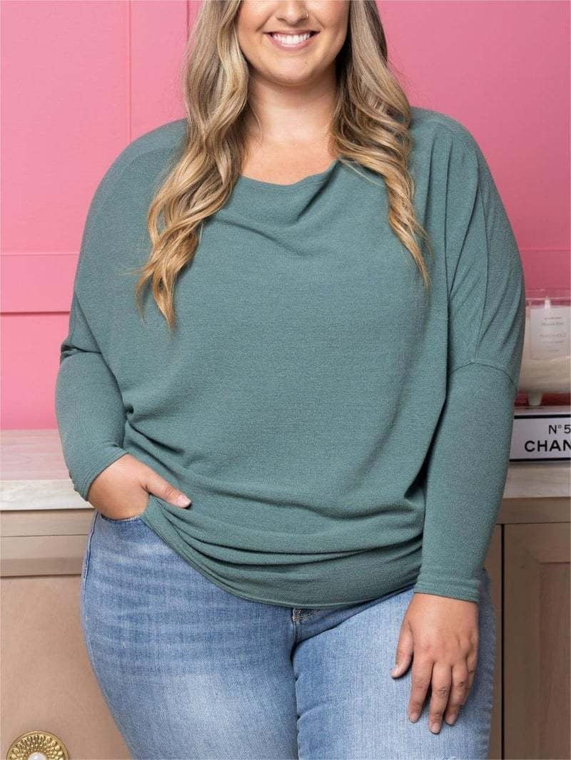 Haut en tricot décontracté pour femmes avec des manches larges et un décolleté rond profond Levoire