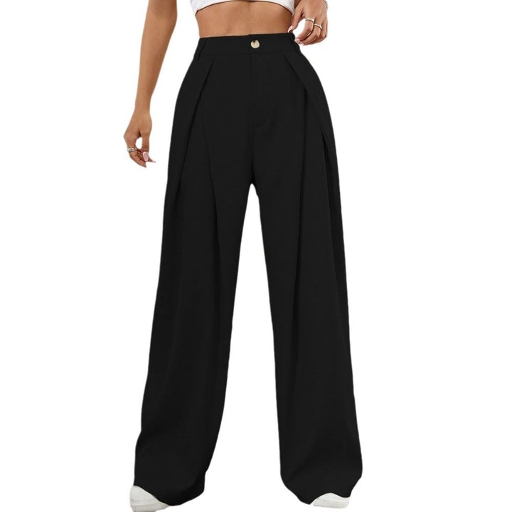 Pantalons palazzo taille haute généreux pour femmes avec élégants plis et bouton visible Levoire