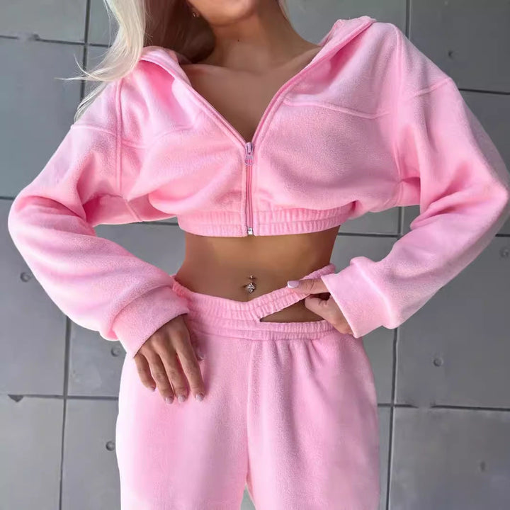 Levoire | Sweat à col rond en polaire chaude Ensemble de pantalon double