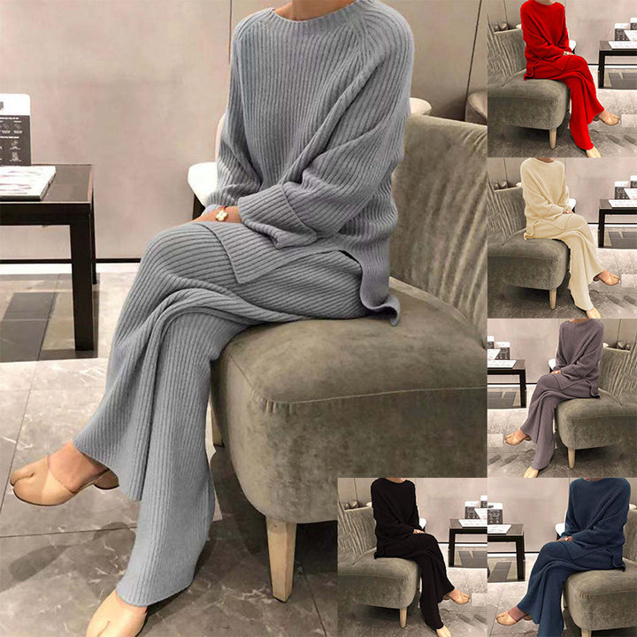 Costume en tricot côtelé pour femmes avec haut ample et jambes larges Levoire