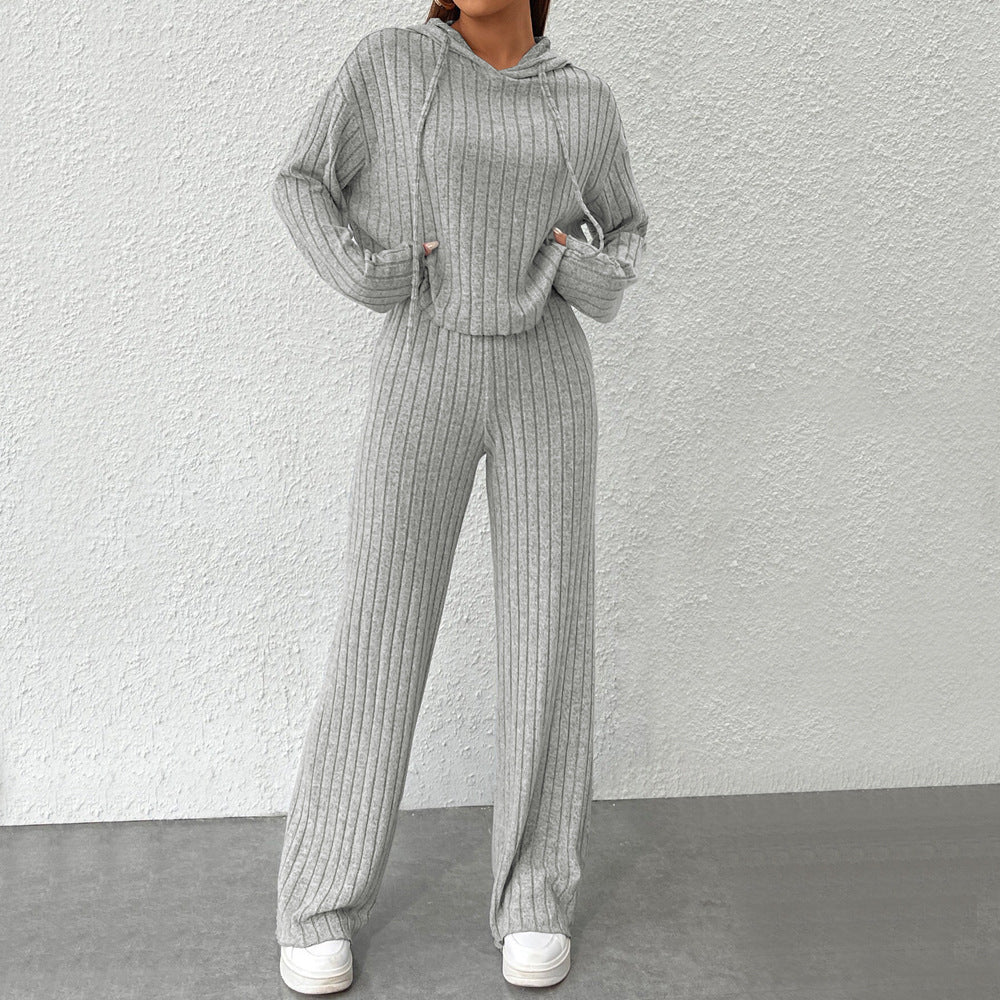 Ensemble en laine confortable pour femmes avec hoodie décontracté et pantalons larges Levoire