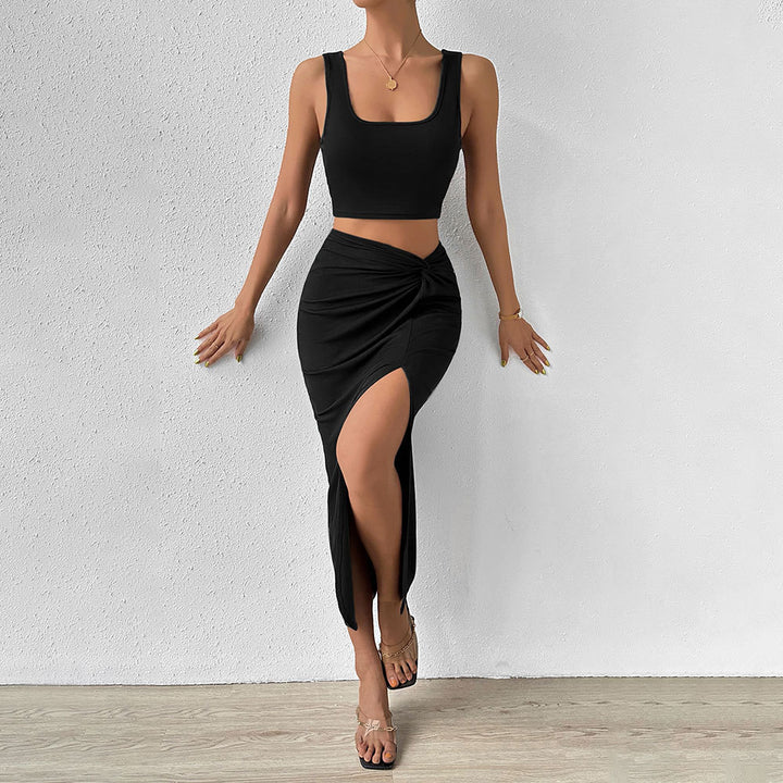Robe portefeuille pour femmes avec fente asymétrique et détail de nœud chic Levoire