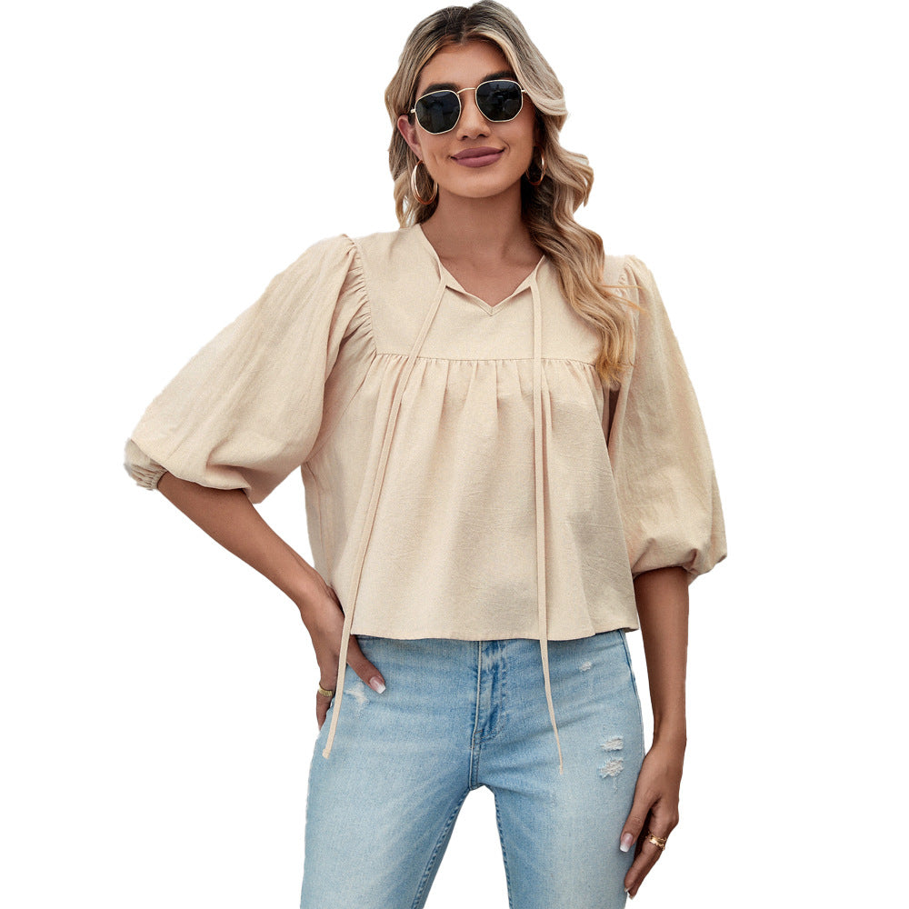 Blouse femme à manches larges et nœud ludique Levoire