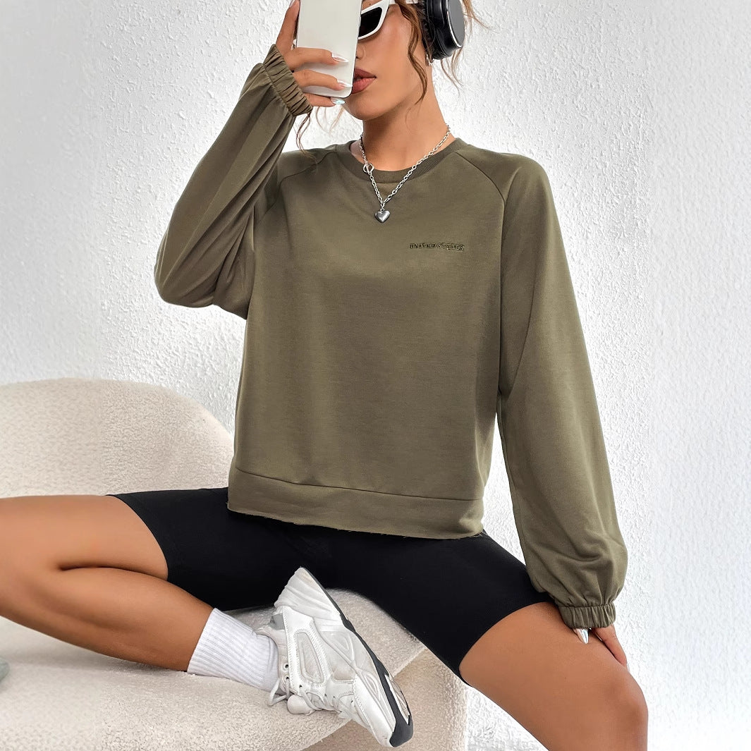 Sweatshirt décontracté pour femmes à raglan avec poignets élastiques et design minimaliste Levoire