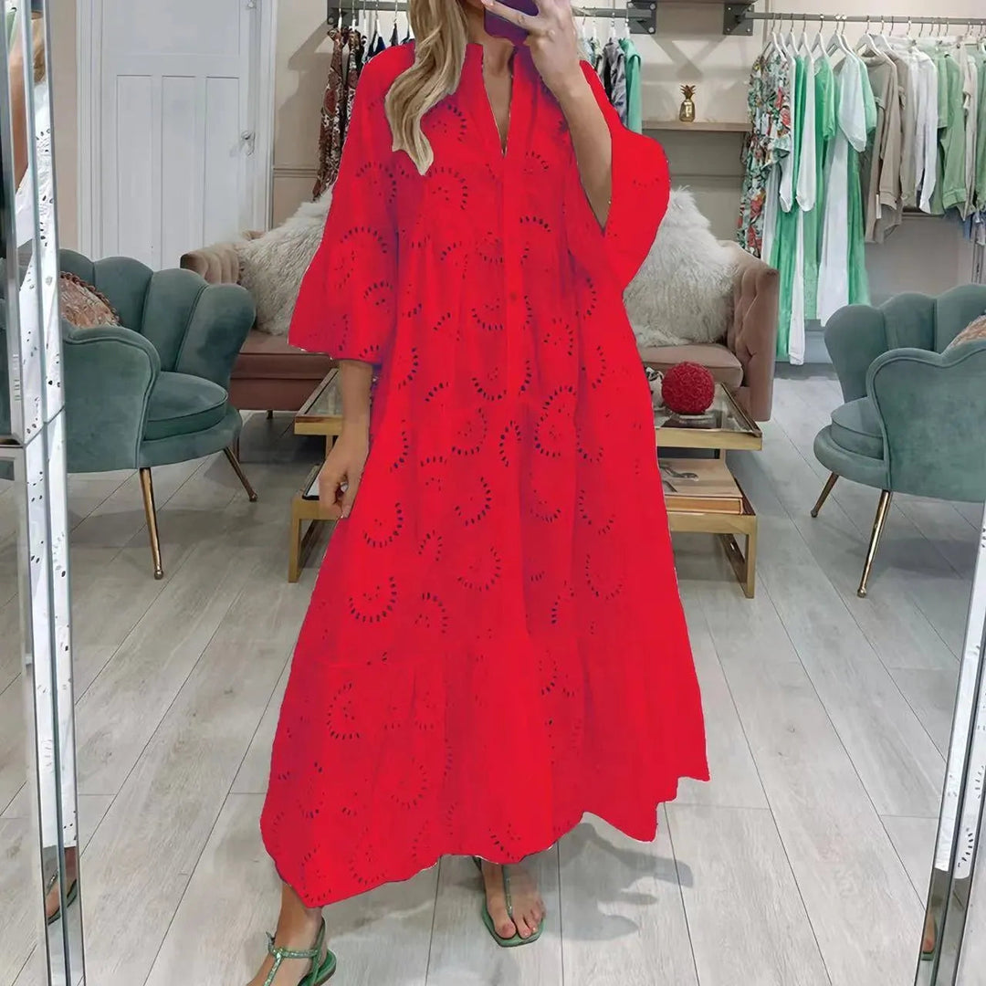 Levoire | Robe longue à décolleté en V pour femmes de style français